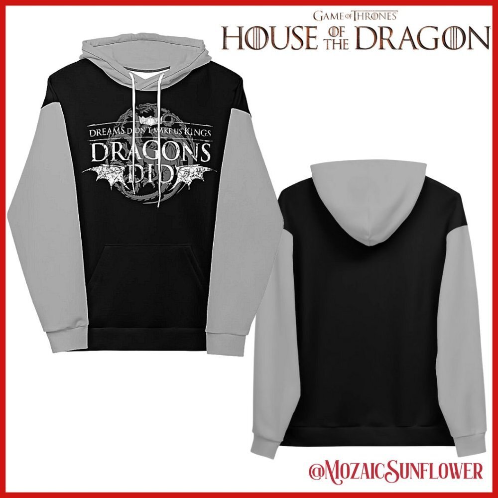 NEW 2 Tone Hoodie Dreams Didn't Make Us Kings Dragons Did